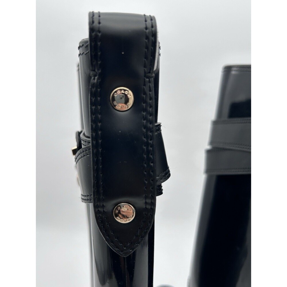 Coach Talia Black Rubber Rain Boots Waterproof Turn Lock Buckle Strap Women’s 7 - Picture 4 of 9